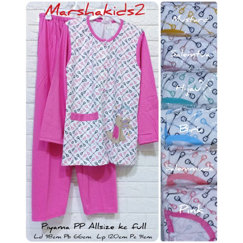 Piyama pp Allsize dewasa Lorita by sofie babydoll baju tidur lengan panjang kancing full ld 98cm