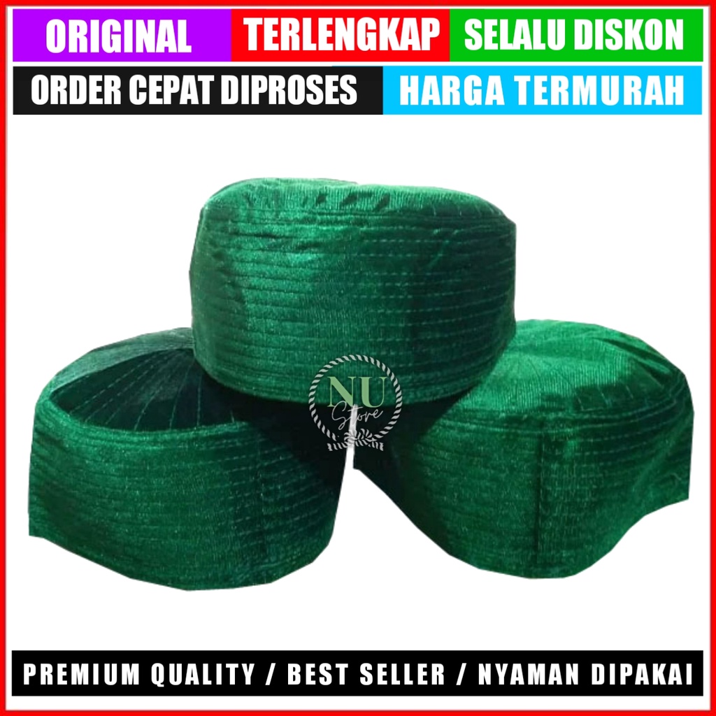 Kopyah Bludru Hijau / Peci Bludru Bani Hasyim Keren / Peci Habib Umar Al Muthohar