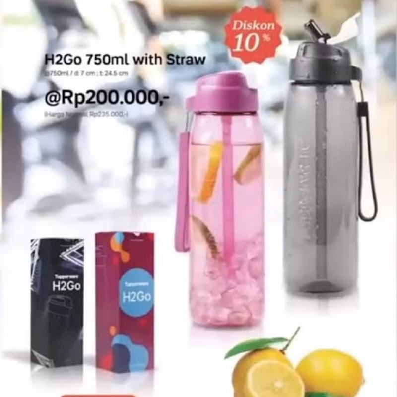 Botol Tupperware dengan sedotan bahan plastik kristal premium