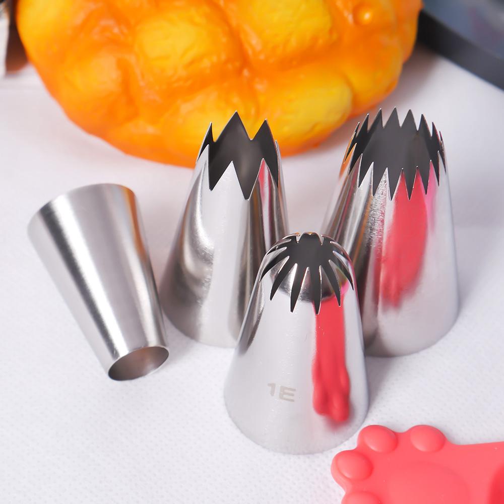 Solighter 4pcs Bunga Icing Piping Nozel Rusia Besar Pastry Tips Stainless Steel Cupcake Ice Cream Alat