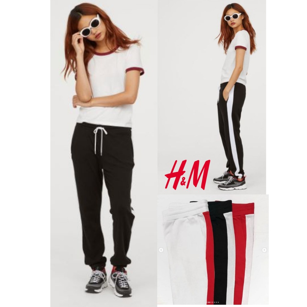 h&m striped joggers