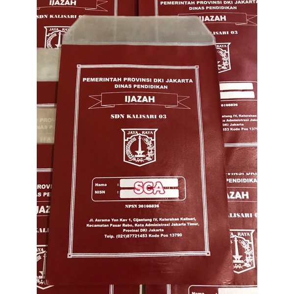 

Sampul Ijazah Kantong Ijazah Sablon 0,10