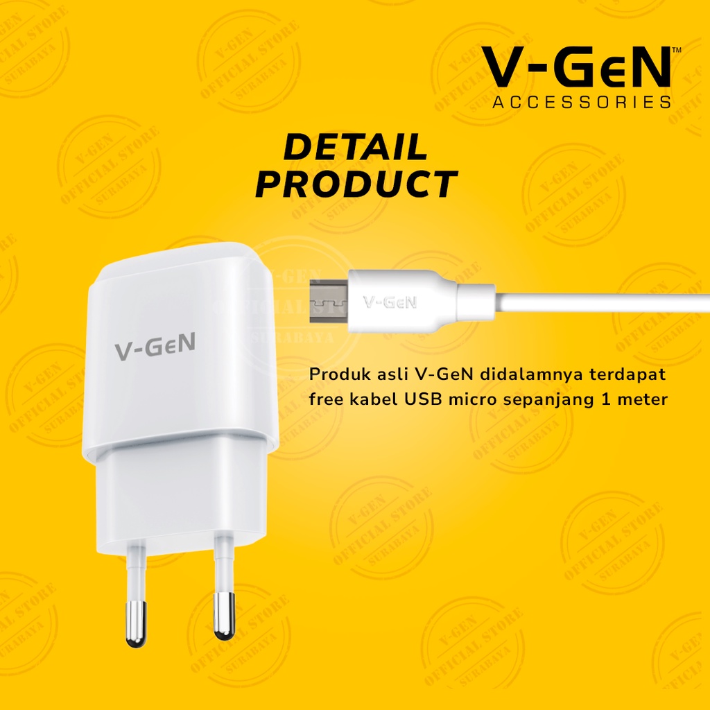 Adaptor Charger V-GeN VTC1-15 1.2A Travel Charger VGEN