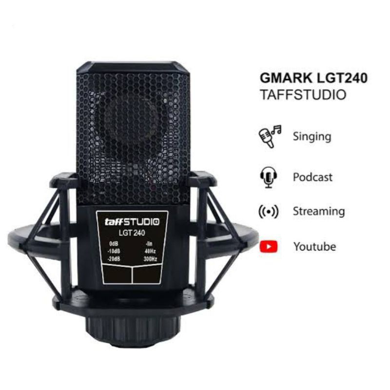 PAKET FULL SET REKAMAN MIC LGT240 LGT 240 MICROPHONE MIKROFON CONDENSER RECORDING PODCAST KARAOKE