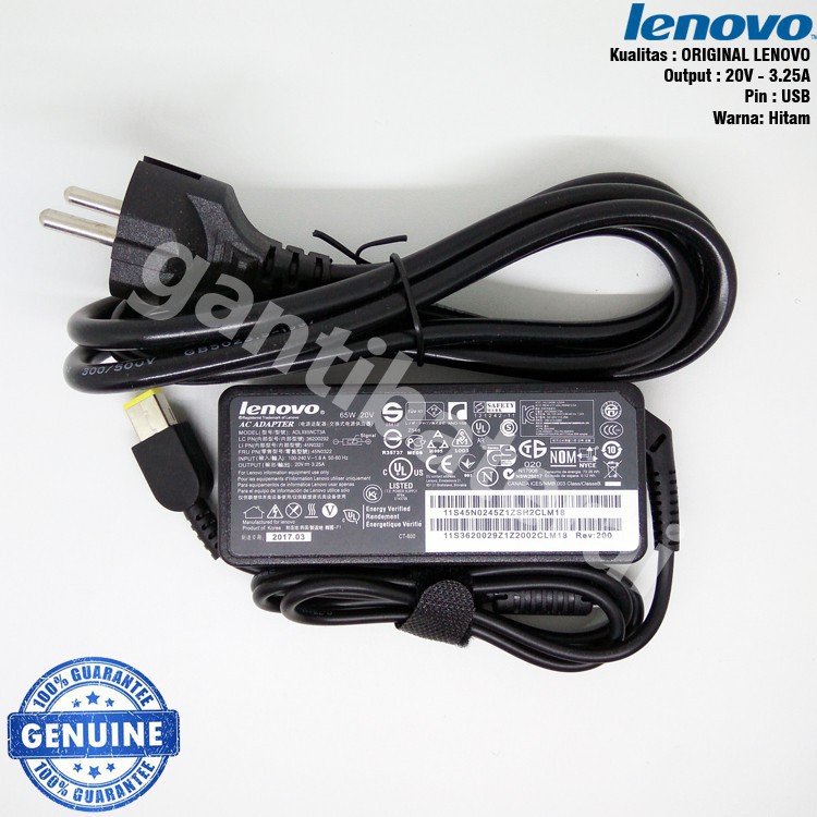Adaptor Charger Laptop IBM Lenovo 20V 3.25A USB
