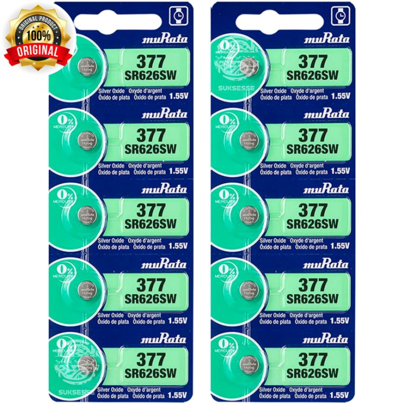 BATERAI JAM TANGAN MURATA SR626SW 377 / SONY MURATA ORIGINAL SR626SW 377 / BATERAI JAM TANGAN UKURAN 626 / BATERAI JAM TANGAN UKURAN 377 / SR626, SR626SW, SR66, 177, 376, 377, SG4, AG4, LR626, LR66, SR626W