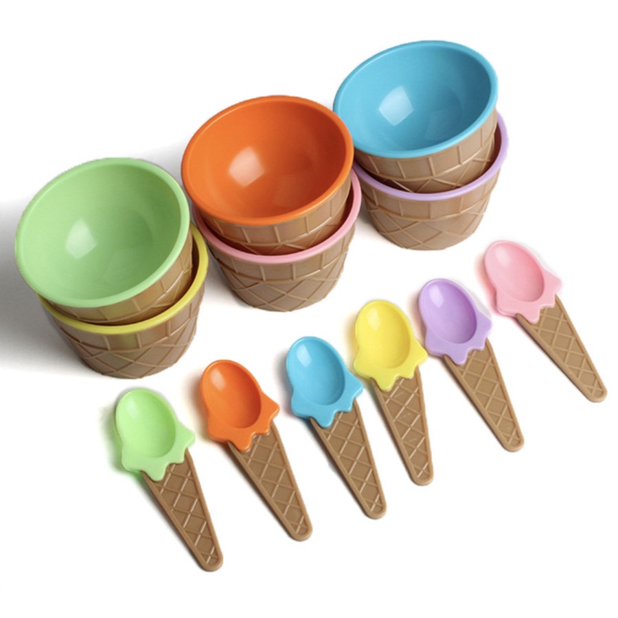 Mangkok Es Krim Mangkuk Cemilan Ice Cream Bowl Set Mangkok Sendok 0724