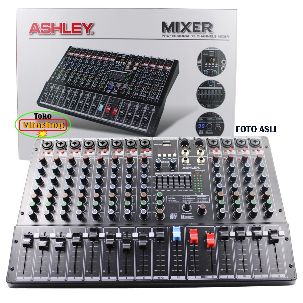 MIXER ASHLEY 12 CHANEL MIXING-12 SUPPORT SOUND CARD USB,MP3,BLUETOOTH