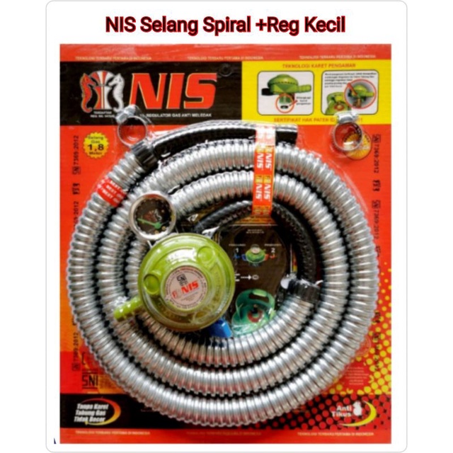 Regulator NIS Selang Spiral Paket + Regulator Meter Kecil