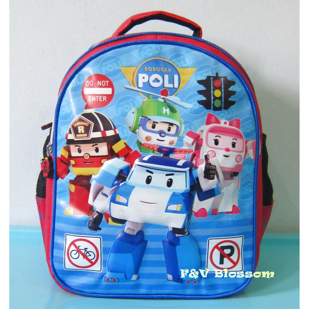 Tas Sekolah Anak Ransel Backpack TK 3D Emboss ROBOCAR POLI