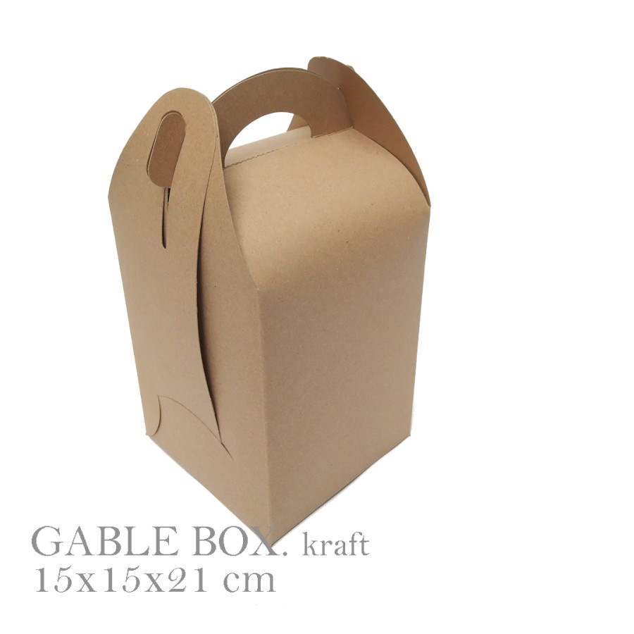 

[HARGA 10PCS] GABLE BOX KRAFT : 15x15x21 cm / BOX TOPLES 3 TUMPUK / hampers box