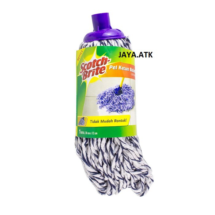 KAIN LAP PEL PEMBERSIH LANTAI KATUN BULAT REFILL ISI ULANG 3M SCOTCH BRITE ID-71 COTTON MOP REFILL