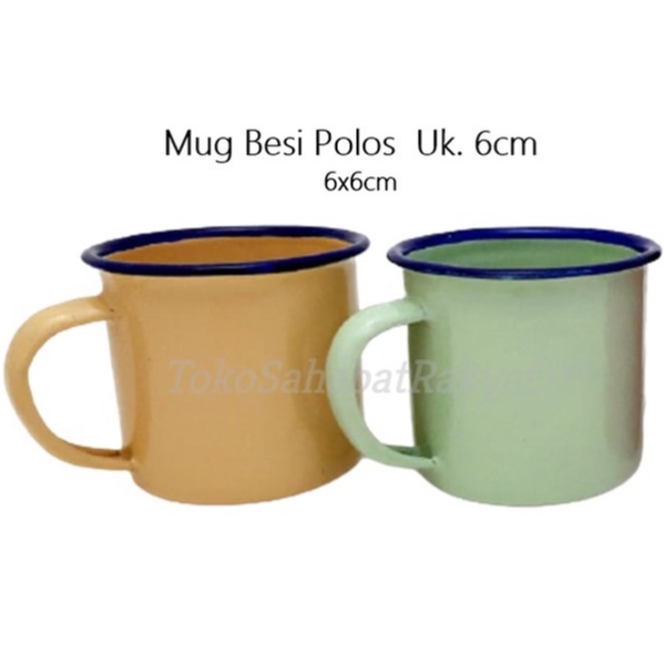 Mug Besi/Mug Jadul Warna Polos UK 6cm &amp; 7cm