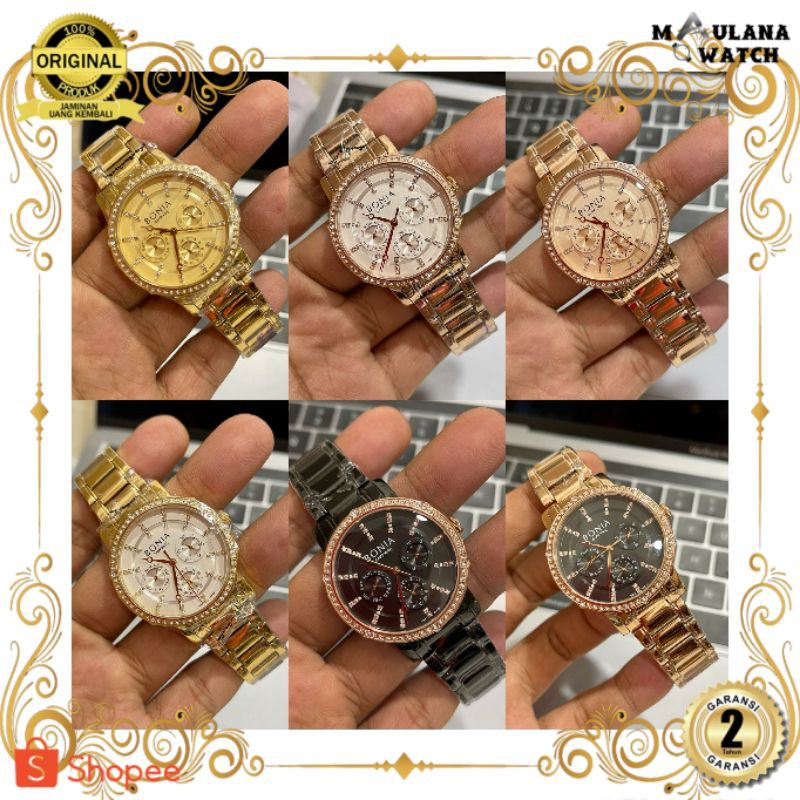 JAM TANGAN PRIA WANITA | RANTAI | KULIT | KARET | MURAH | Pria Bonia 10418S Original