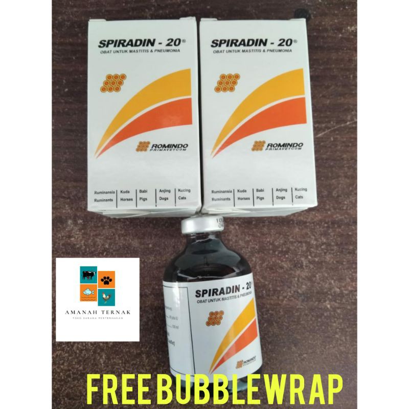 SPIRADIN inj 50 ml - obat mastitis dan pnemonia pada sapi kucing kuda