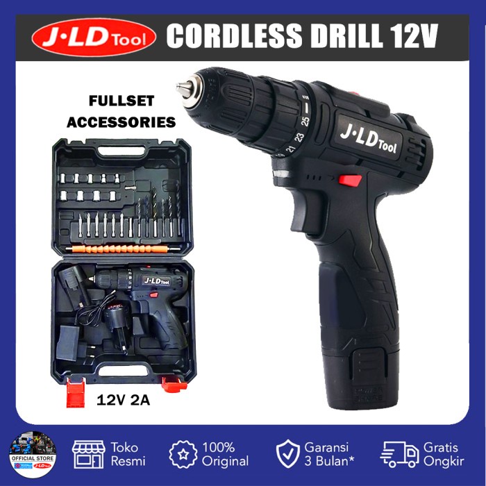 Mesin bor baterai 12v hyuga by uchiha cordless drill tanpa kabel asli