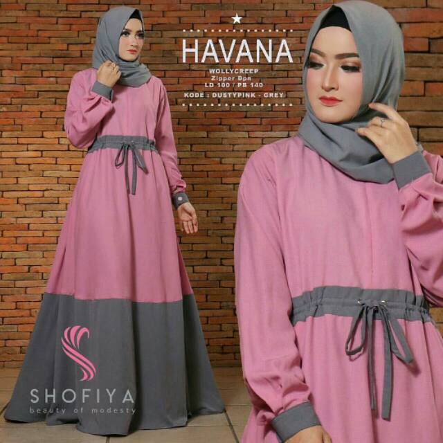 Gamis Syari Wanita Terbaru - Havana Dress Pink Termurah