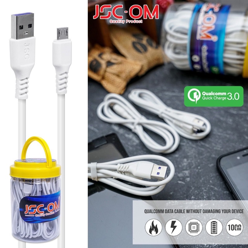 KABEL DATA MICRO USB JSC 2.0A AUTHENTIC KABEL CHARGER BULAT REAL 2A 100CM