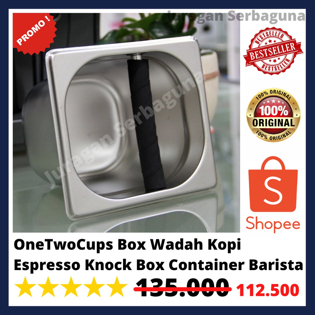 OneTwoCups Box Wadah Kopi Espresso Knock Box Container Barista -Silver