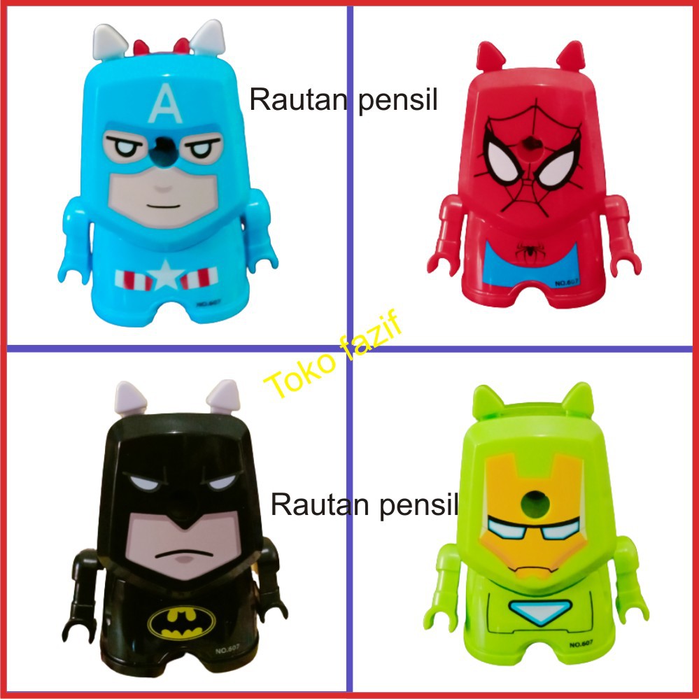

Rautan pensil putar motif bentuk super hero