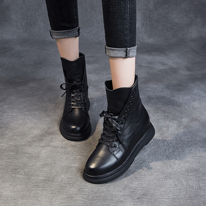 Dr. Martin Boot Sepatu Wanita Tinggi Meningkatkan ole Kulit Martin Boots Wanita 2020    Single Sepat