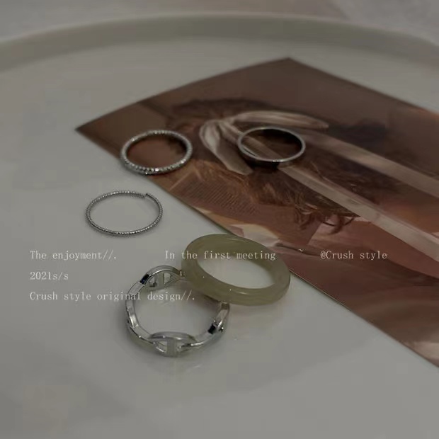 IFYOU 5pcs / Set Cincin Riak Warna Silver Gaya Korea Untuk Wanita