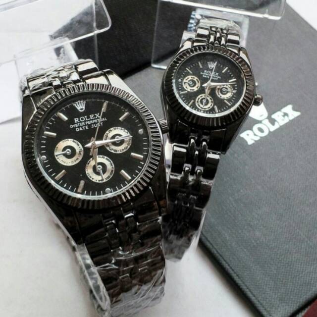 JAM TANGAN ROLEX COUPLE  BLACK KW SUPER