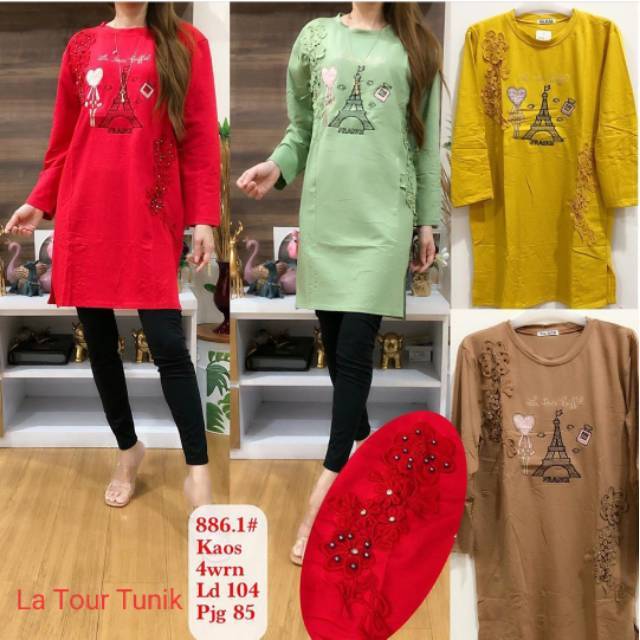 TUNIK WANITA TERBARU JUMBO KAOS IMPOR RENDA LD 100 110 120 ATASAN BIG SIZE WANITA L XL XXL - #886-1 