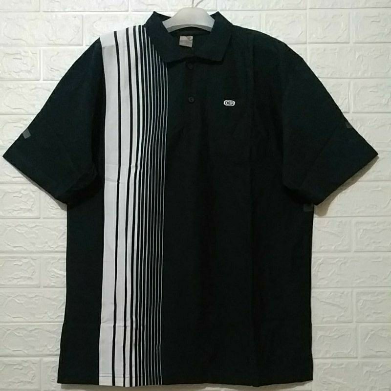 Baju kaos polo krah kerah tangan lengan pendek cowo laki pria orang tua kantong salur motif M L kaos