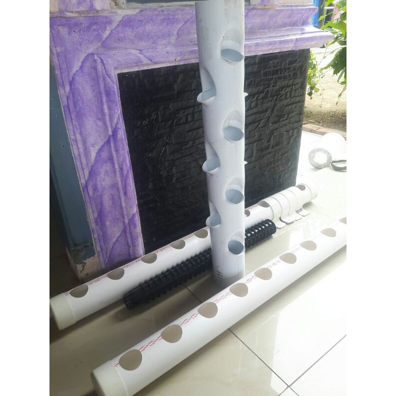 hidroponik set tutup,klem,netpot dan tower