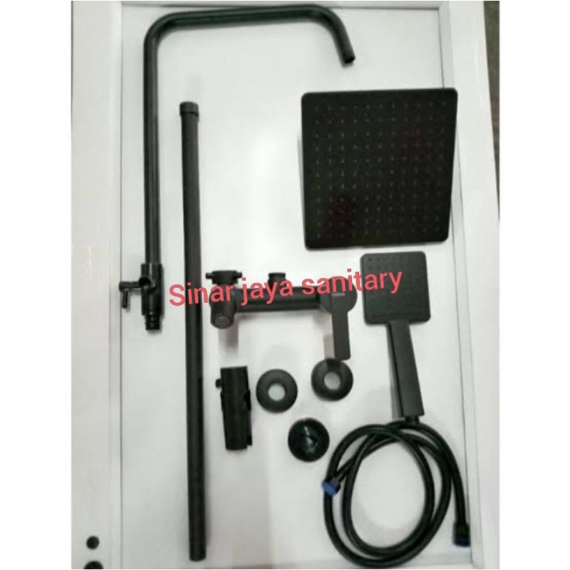 Tiang shower kotak black panas dingin stainless / shower column set panas dingin Black