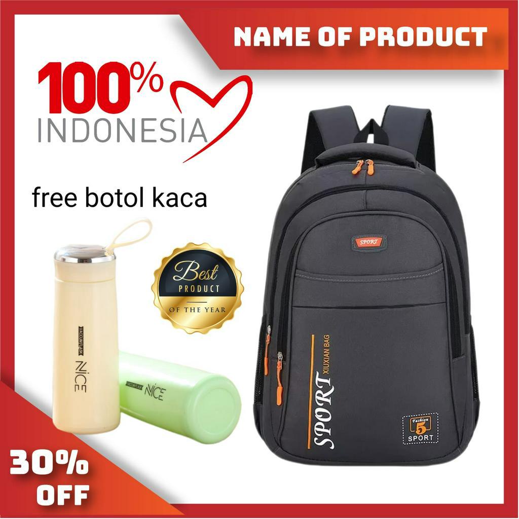 Tas Sekolah Anak Perempuan SD SMP SMA Ransel Kerja ORIGINAL Tas Sekolah Anak Laki-Laki Free Botol Minum Kaca
