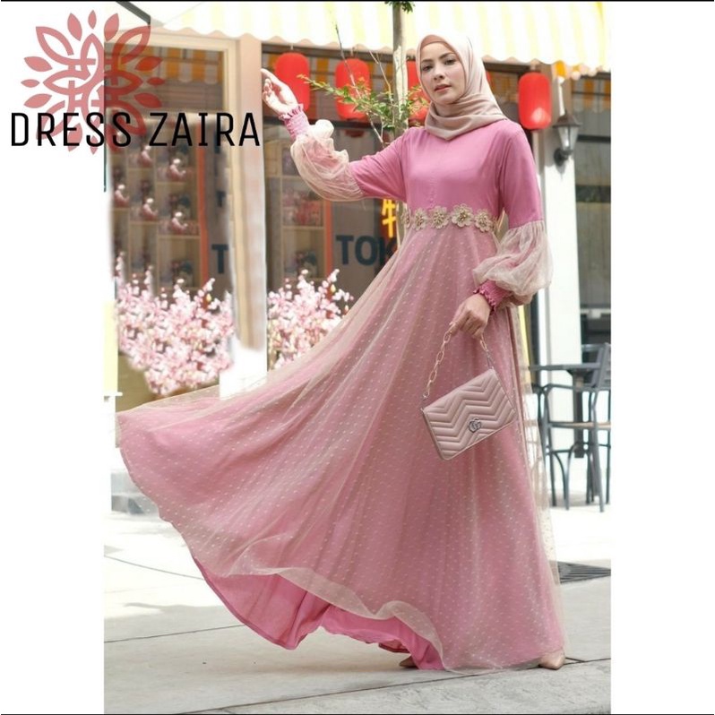 DRESS PESTA LONG DRESS TILE DOT DRESS BRUKAT TILE WISUDA KONDANGAN WEDDING DRESS ZAIRAA AK