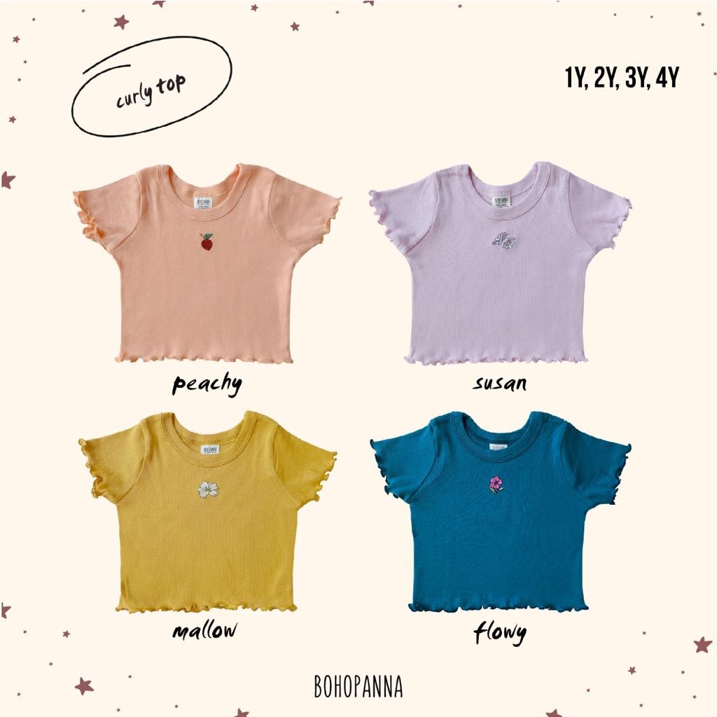 NEW MOTIF BOHOPANNA CURLY CROP TOP 1-10 Tahun (Kaos Anak) Boho Baby