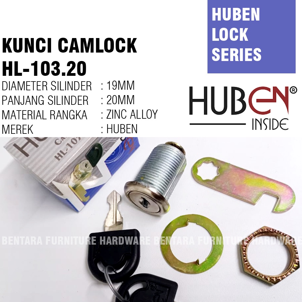 HUBEN HL-103 / 20 MM - KUNCI LOKER HUBEN KUNCI CAMLOCK CAM LOCK LOCKER KUNCI LEMARI KUNCI LACI