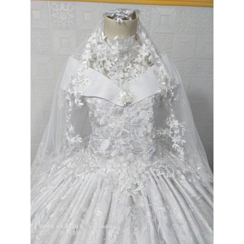 Gaun pengantin/ballgown putih+veil