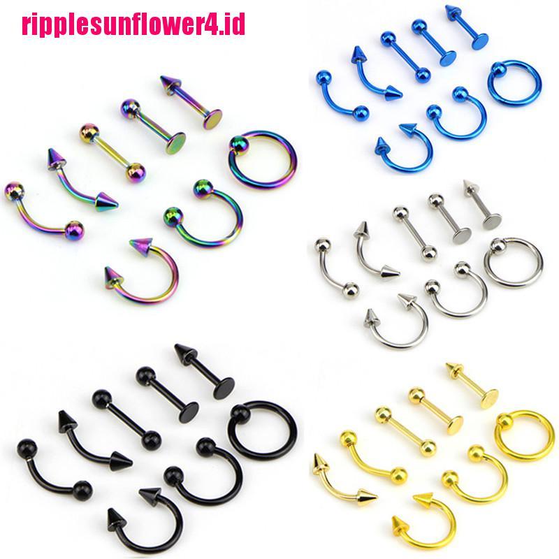 8pcs 16G Cincin Tindik Bahan Stainless Steel Untuk Hidung / Bibir / Telinga / Alis