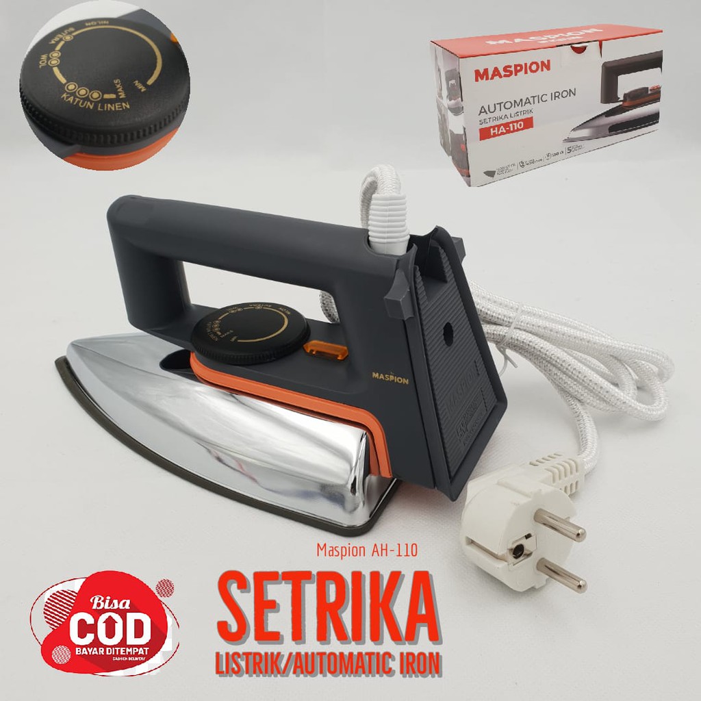 Setrika Listrik MASPION HA-110 / GOSOKAN MASPION/ Setrika Listrik Otomatis Automatic Iron/ Maspion