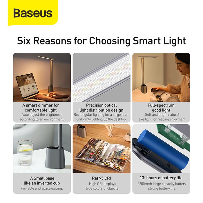 Baseus Lampu Meja Lampu Baca Lampu Belajar Lampu Tidur Lampu Sensor