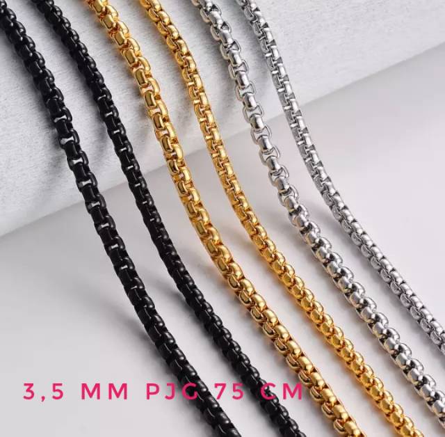 Kalung Pria Hitam Titanium Original Rantai Black