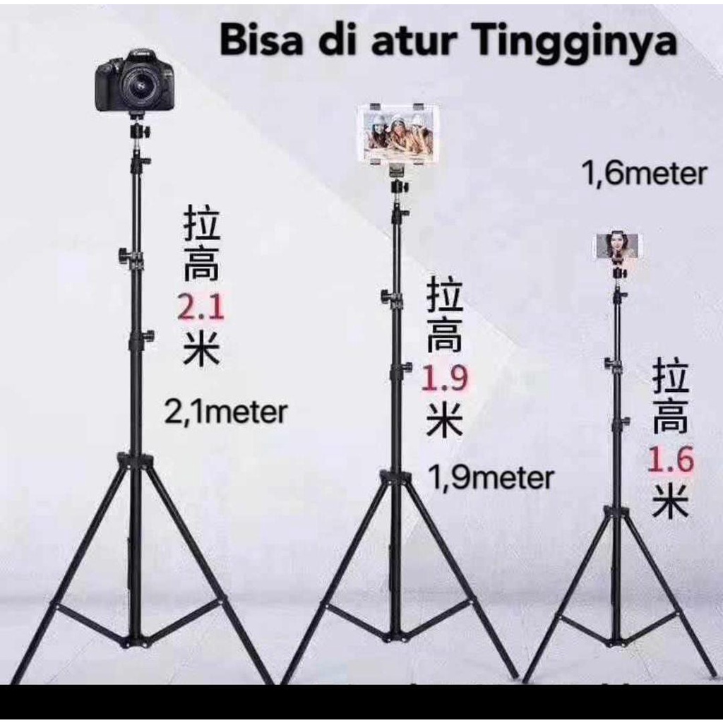 RING LIGHT LED 26CM Lampu 26 cm Make Up Vlog Lampu Ringlight Tripod  1.6m 2.1m tik tok 3161 3121