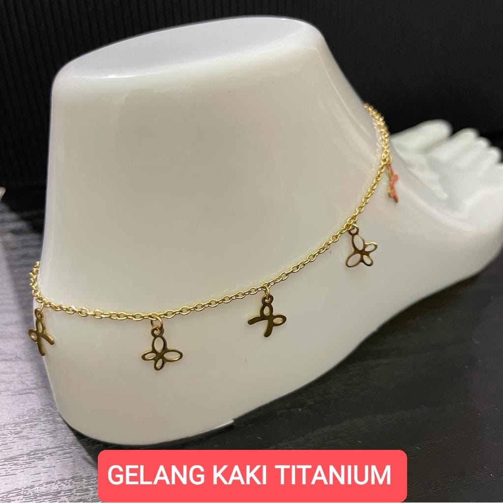 GELANG KAKI TITANIUM WANITA SILVER/EMAS TERLARIS DAN TERMURAH