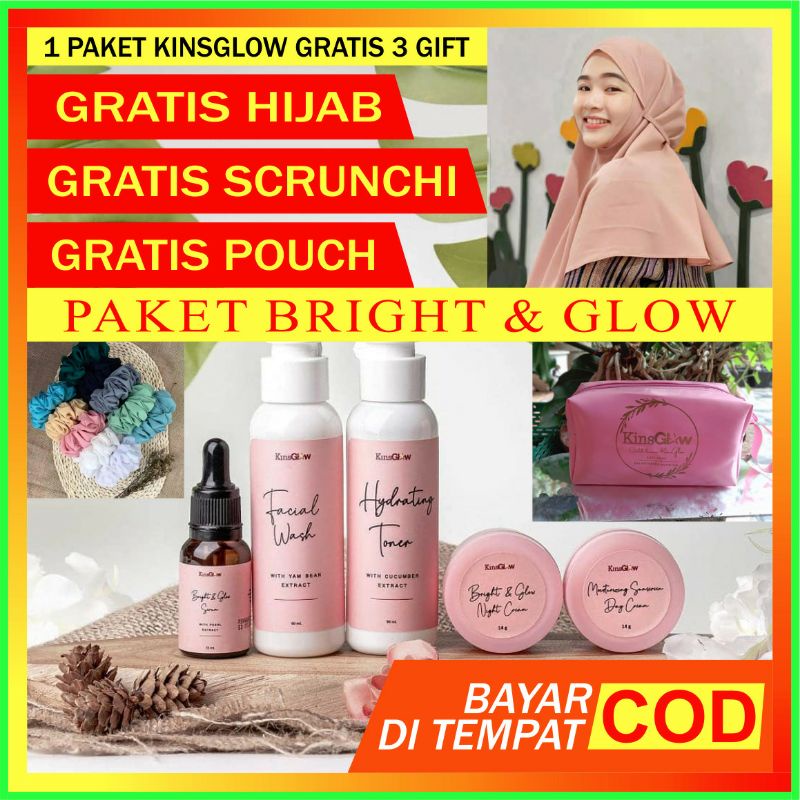 Kinsglow Skincare GLOWING GRATIS 3 GIFT [FREE DOMPET] [ FREE HIJAB] [ FREE SCRUNCHI] Paket Perawatan
