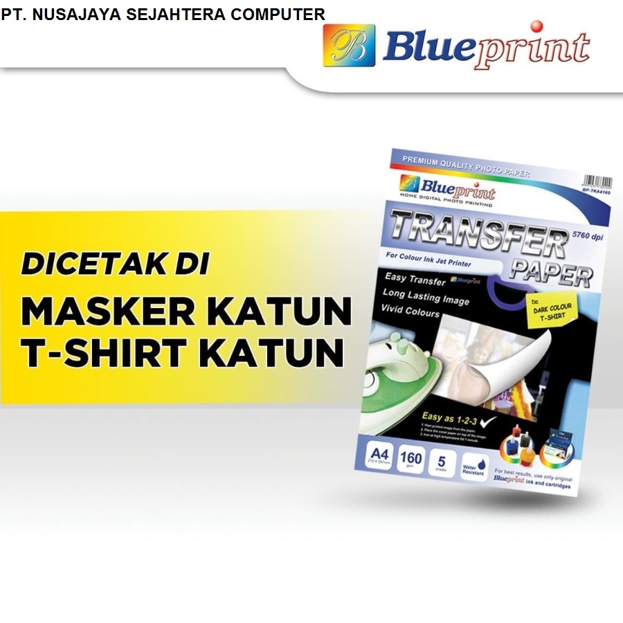 

Kertas Transfer / Transfer Paper Dark BLUEPRINT A4 160gr Tshirt Katun