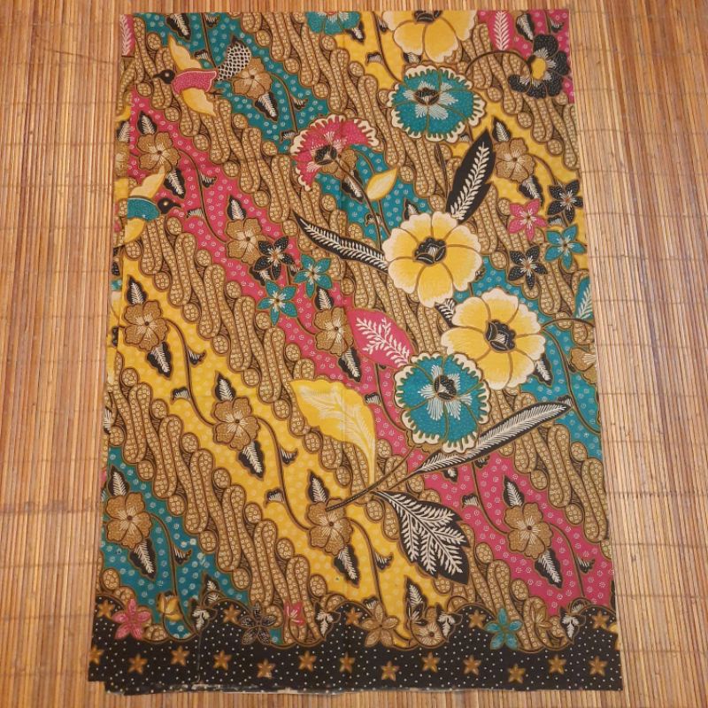 Kain Batik katun Prima Solo motif Bunga kuning