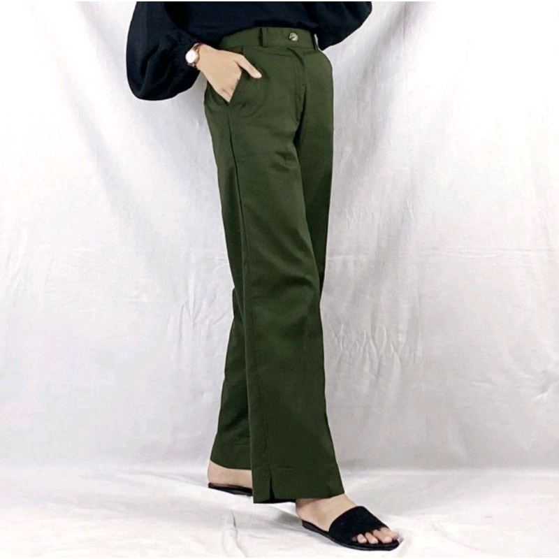 Melva Slit Pants / Celana Kulot Korean style remaja / Celana kulot Haighwaist wanita terbaru tebal