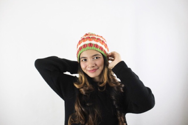 Topi Kupluk Bulu Warna Warni Hat Beanie Rainbow Fur Winter Musim Dingin