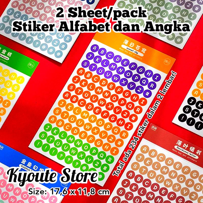 

Paket 2 Lembar Sticker Sheet Alfabet Huruf & Angka Abjad Bulat Polkadot Gradasi Aesthetic Warna Alphabet Scrapbook DIY Journal