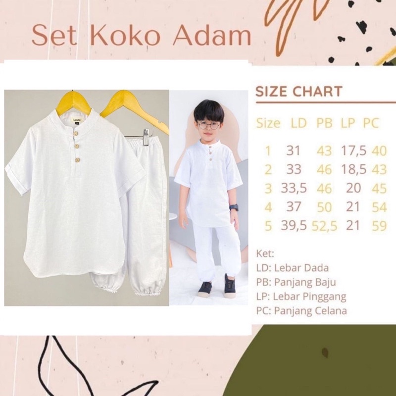 Set KOKO ADAM by lucuna / Stelan koko anak /kurta anak polos 1-5th