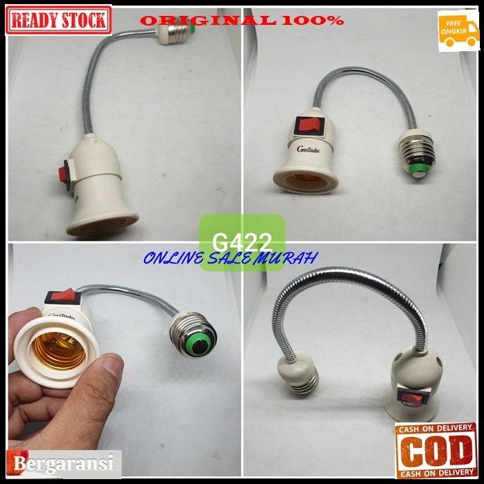 G420 ORI 100% Sambungan lampu E27 kaku hias belajar penerang spiral Fitting Holder Connector Extention pemanjang soket Bohlam Ulir Lamp Downlight led bohlam fleksible kuat awet ORIGINAL G420   Panjang 28cm  BISA SEGALE JENIS RUMAH LAMPU E27 Cocok untuk pr